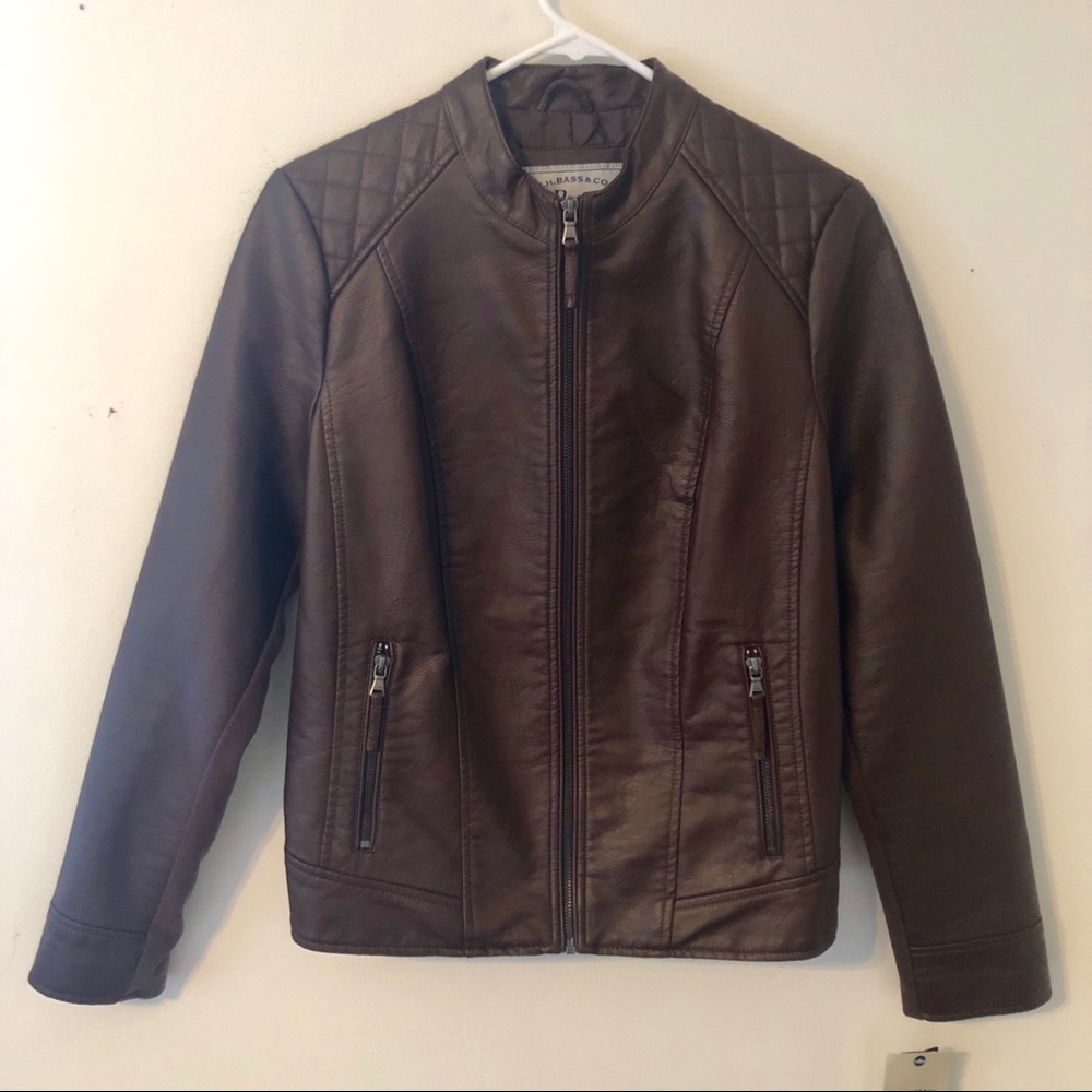 G.H. Bass Faux Leather Dark Brown Jacket